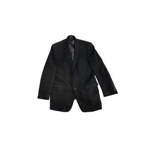 T. Harris london Blazer Mens 44L Black Solid Two Button Notch Suit Jacket Long